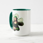 Lucky Mona Lisa St. Patrick's Day Tasse (Vorderseite Links)