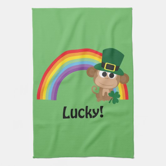 Lucky Monkey Leprechaun Handtuch (Vertikal)