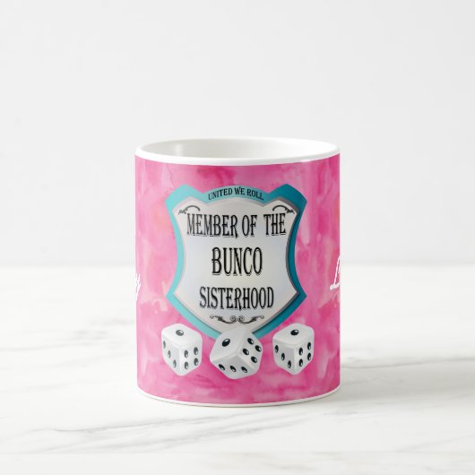Lucky Monogram Pink Bunco Sisterhood Kaffeetasse (Mittel)