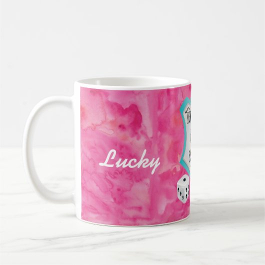 Lucky Monogram Pink Bunco Sisterhood Kaffeetasse (Links)