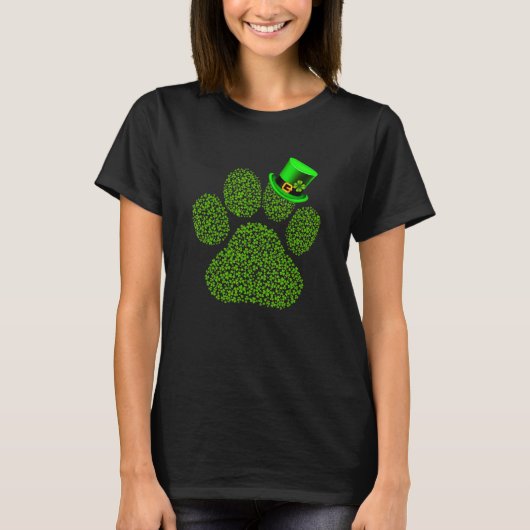 Lucky Mops Paw Dog Cat Irish Kleeblatt St Patrick T-Shirt (Vorderseite)