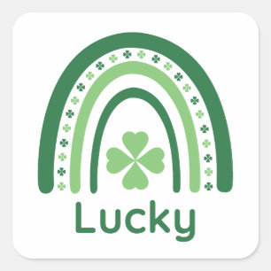 Lucky Name Clover Boho Regenbogen Quadratischer Aufkleber