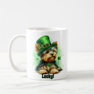 Lucky Niedlich Yorkie St. Patrick's Day Watercolor Kaffeetasse