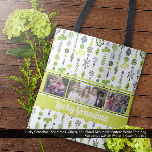"Lucky Oma" Kleeblatt Clover Pattern Foto Tasche
