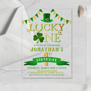 Lucky One 1. Geburtstag Acryleinladungen