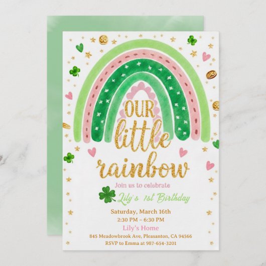 Lucky One 1st Birthday Invitation Einladung (Vorne/Hinten)