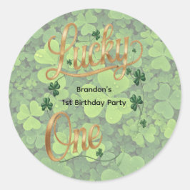 Lucky One 1st. Birthday Party Runder Aufkleber
