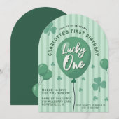 Lucky One 1st Birthday St Patricks Day Balloon Einladung (Vorne/Hinten)