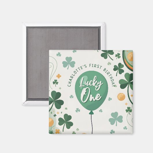 Lucky One 1st Birthday St Patricks Day Clover Magnet (Vorderseite/Rückseite)