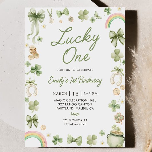Lucky One 1st Birthday St Patrick's Day Invitation Einladung