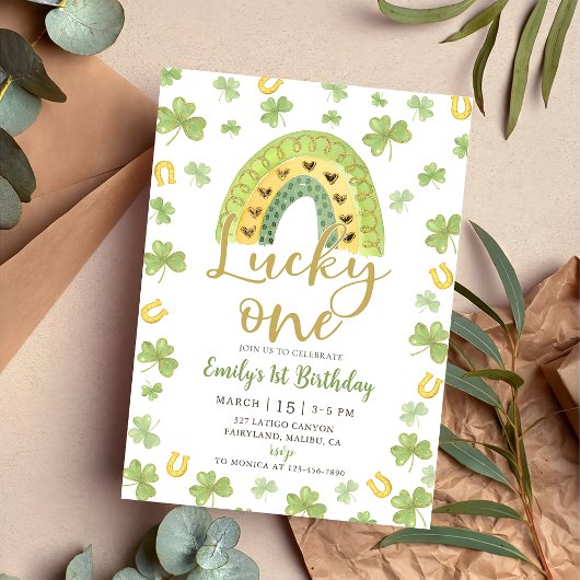 Lucky One 1st Birthday St Patrick's Day Invitation Einladung