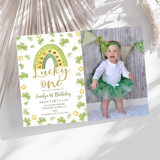 Lucky One 1st Birthday St Patrick's Day Invitation Einladung