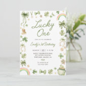 Lucky One 1st Birthday St Patrick's Day Invitation Einladung (Stehend Vorderseite)