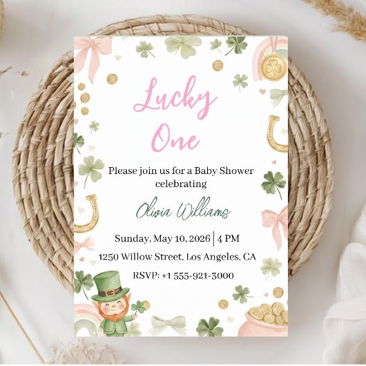 Lucky One Baby Shower Invitation Shamrock Theme Einladung