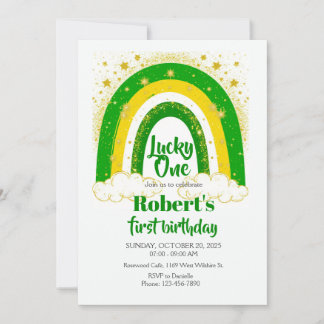 Lucky One Birthday, Shamrock Birthday Invite Einladung