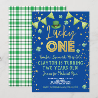 Lucky One Boy 1. Geburtstag St Patrick's Day Party Einladung