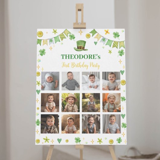 Lucky One Boy Geburtstag Foto Milestone Zeichen Poster