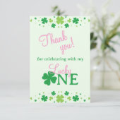 Lucky One First 1st Birthday Party Dankeskarte (Stehend Vorderseite)