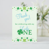 Lucky One First 1st Birthday Party Dankeskarte (Stehend Vorderseite)