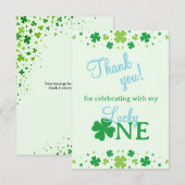 Lucky One First 1st Birthday Party Dankeskarte (Vorne/Hinten)