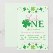 Lucky One First 1st Birthday Party Einladung (Vorne/Hinten)