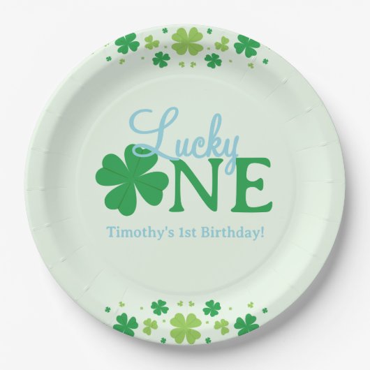 Lucky One First 1st Birthday Party Pappteller (Vorderseite)
