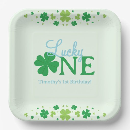 Lucky One First 1st Birthday Party Pappteller (Vorderseite)