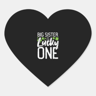 Lucky One First Birthday Big Sister Family St. Pat Herz-Aufkleber