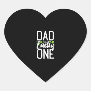 Lucky One First Birthday Dad Family St. Patrick's Herz-Aufkleber
