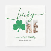 Lucky One First Birthday Personalized Shamrock Par Serviette (Vorderseite)