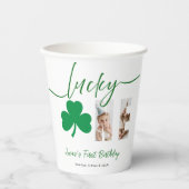 Lucky One First Birthday Shamrock Photo Party Cup Pappbecher (Vorderseite)