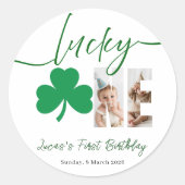 Lucky One First Birthday Shamrock Photo Sticker (Vorderseite)