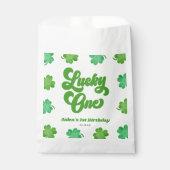 Lucky One Green Shamrock Clover 1st Birthday Party Geschenktütchen (Vorderseite)