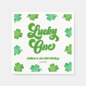 Lucky One Green Shamrock Clover 1st Birthday Party Serviette (Vorderseite)