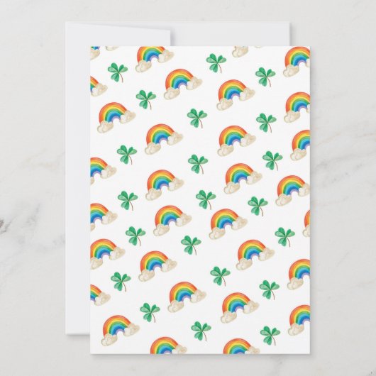 Lucky One Green Vierblättriges Kleeblatt Geburtsta Einladung (Rückseite)