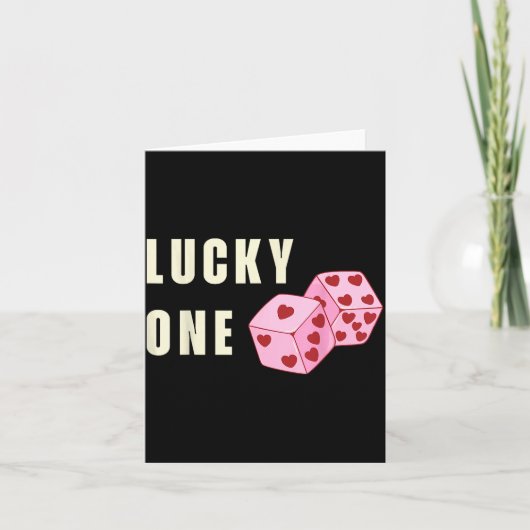 Lucky One Heart Dice Couples Matching Valentines D Karte (Vorderseite)