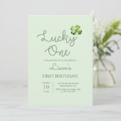 Lucky One Kleeblatt Birthday Boy Einladung (Stehend Vorderseite)