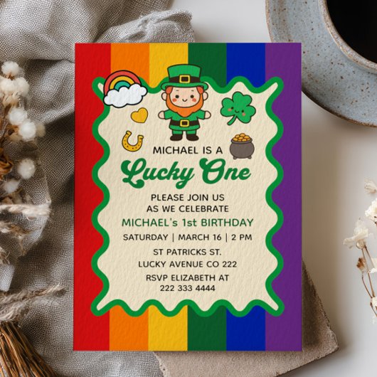 Lucky One Leprechaun St. Patrick's 1st Birthday Einladung