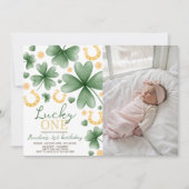 Lucky One Photo 1st Birthday Invitation Einladung (Vorderseite)