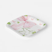 Lucky One Pink Bow 1st Birthday Pappteller (Gewinkelt)