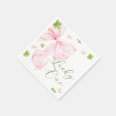 Lucky One Pink Bow 1st Birthday Serviette (Ecke)