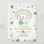 Lucky One Rainbow Birthday Invitation Einladung (Vorderseite)