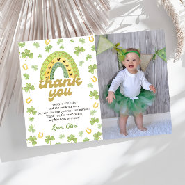 Lucky One Rainbow Birthday Photo Thank You Card Dankeskarte