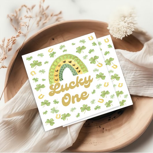 Lucky One Rainbow Birthday Shamrock Napkins Serviette