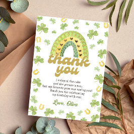 Lucky One Rainbow Shamrock Birthday Thank You Card Dankeskarte