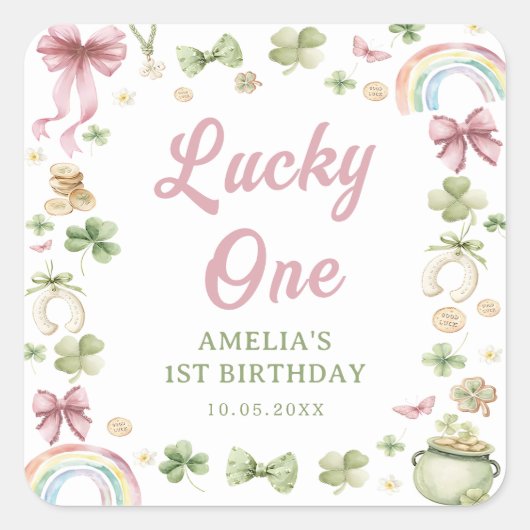 Lucky One Shamrock 1st Birthday Sticker (Vorderseite)