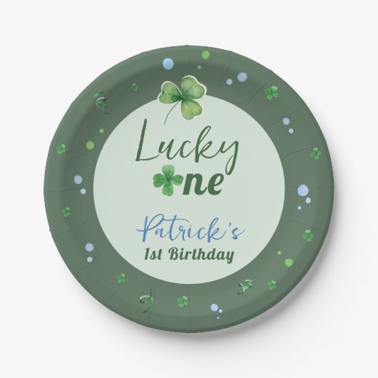 Lucky One St Patrick Boy Birthday Pappteller (Vorderseite)