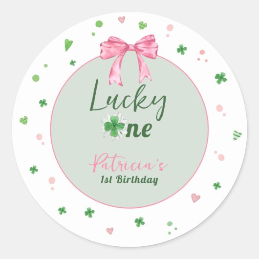 Lucky One St Patrick Girl Birthday Runder Aufkleber (Vorderseite)