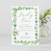 Lucky One | St. Patrick's Day 1. Geburtstag Einladung (Stehend Vorderseite)