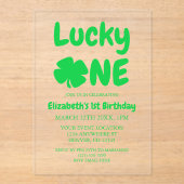 Lucky One St Patrick's Day 1st Birthday Acryleinladungen (Vorderseite)